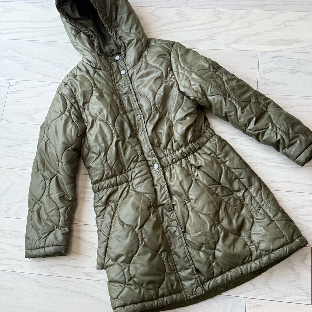 Olive Quilted Kids Jacket